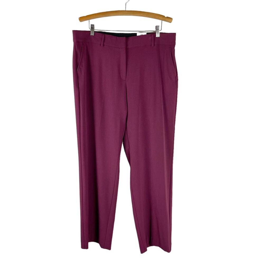 NWT Kim Rogers red purple burgundy straight leg modern fit pants 16